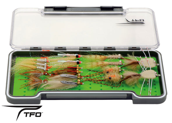 Saltwater fly selection with fly box | Temple Fork Outfitters Canada