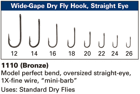 Daiichi 1110 Wide Gape Dry Fly Hook, Straight Eye - Wilkinson Fly Fishing  LLC