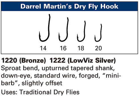 Daiichi 1222 D.M. Low Viz Silver Dry Fly Hook, Fly Tying