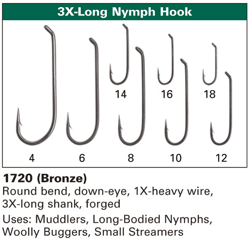 Daiichi 1720 Long-Bodied Nymph Hook - 3X Long, Fly Tying