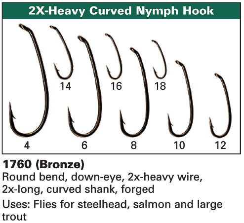 Daiichi 1760 2X-Heavy Curved Nymph Hook, Fly Tying