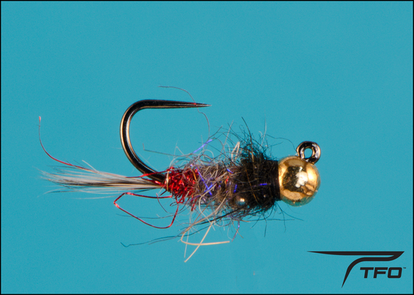 TUNGSTEN BEADHEAD JIG RED BUTT/BLACK Fly Fishing fly