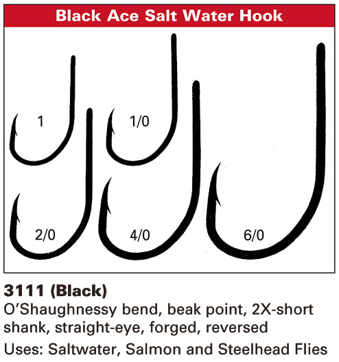 Daiichi 3111 Black Ace Saltwater Hook, Fly Tying