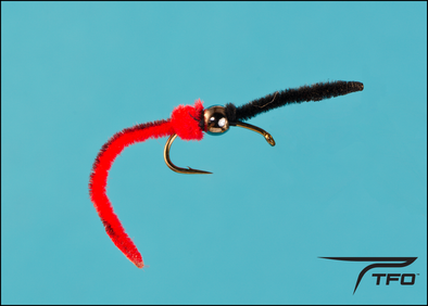 Beaded Worm Garden Hackle Black/Red Fly fishing nymph | TFO - Temple Fork Outfitters Canada