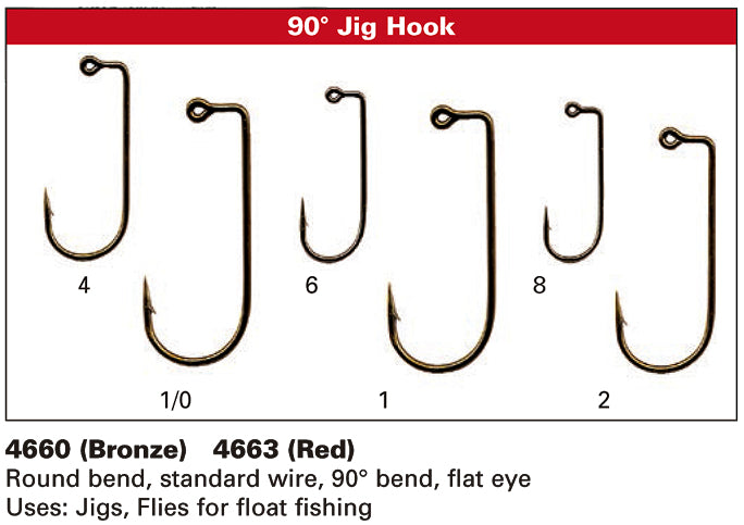 Jig Hooks 60 Degree Round Bend - 1/0 - Bronze