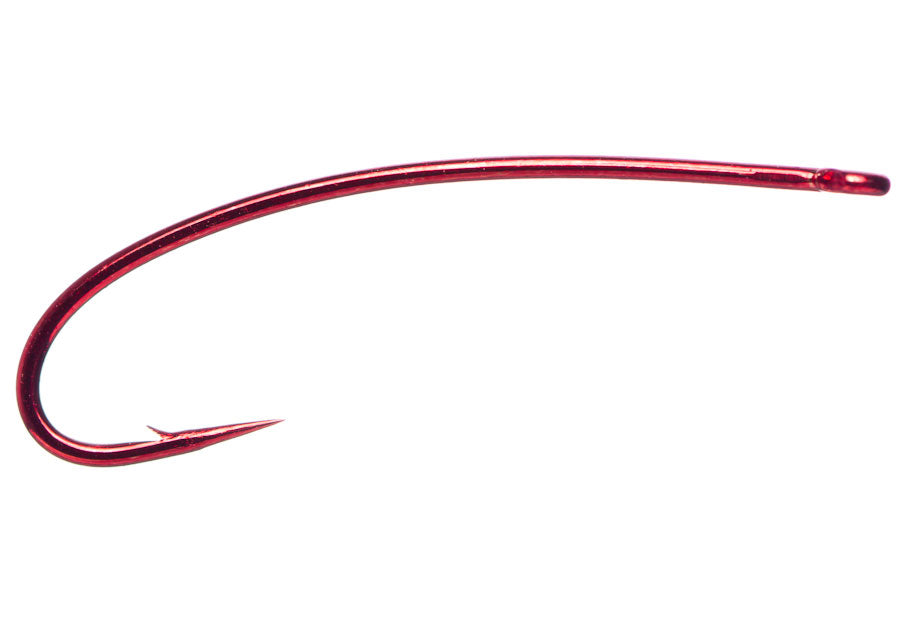 Daiichi 1273 Curved Shank Nymph Hook - Red, Fly Tying