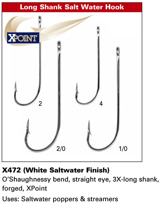 O'Shaughnessy Jig Hook, 60º Bend, Extra Long, Forged 3/0
