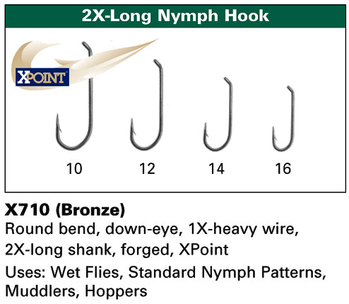 Daiichi X710 XPoint Standard Nymph Hook - 2X Long, Fly Tying